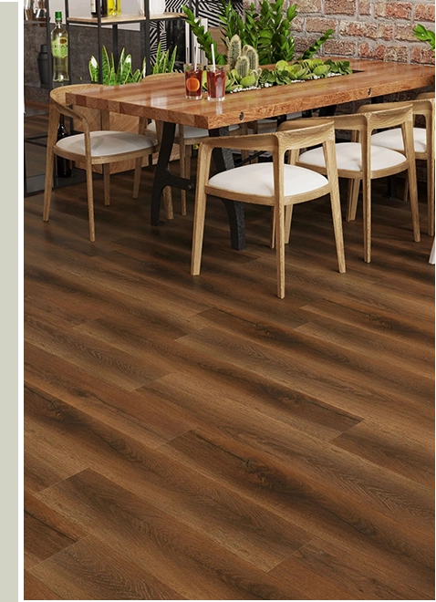 A dining room table and chairs in front of a wooden floor.