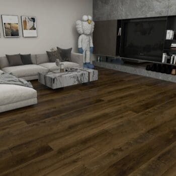 A living room with a couch and television.