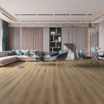 A living room with wooden floors and furniture.